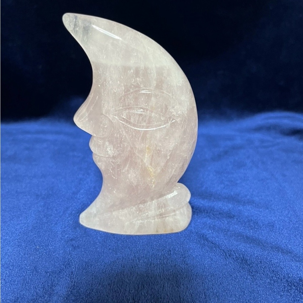 Large Rose Quartz Crystal Moon Carving - 206g